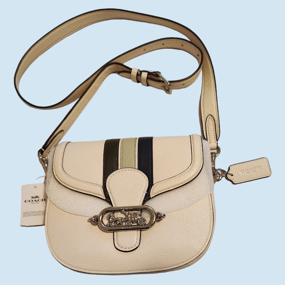 Coach Jade Saddle Bag With Varsity Stripe. NWT.